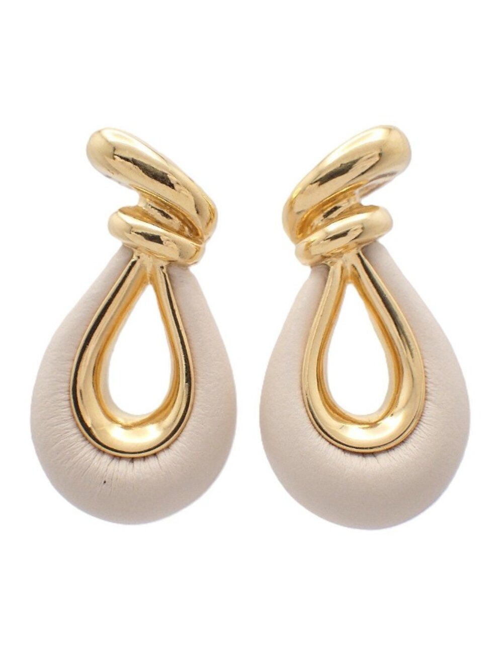 Fendi Filo Earrings Gold Color Beige